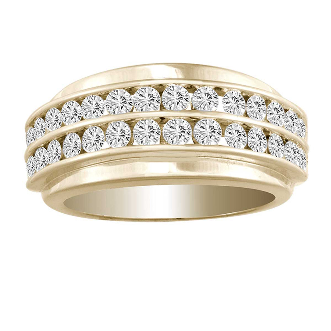 14K Yellow Gold 2CT Lab Diamond Mens Statement Ring