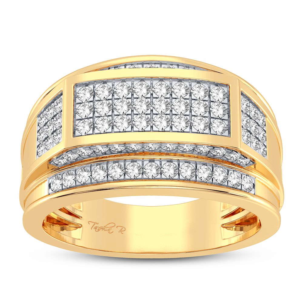 Bold 10K Yellow Gold Mens Lab Diamond Statement Ring