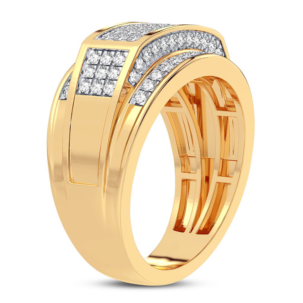 Bold 10K Yellow Gold Mens Lab Diamond Statement Ring