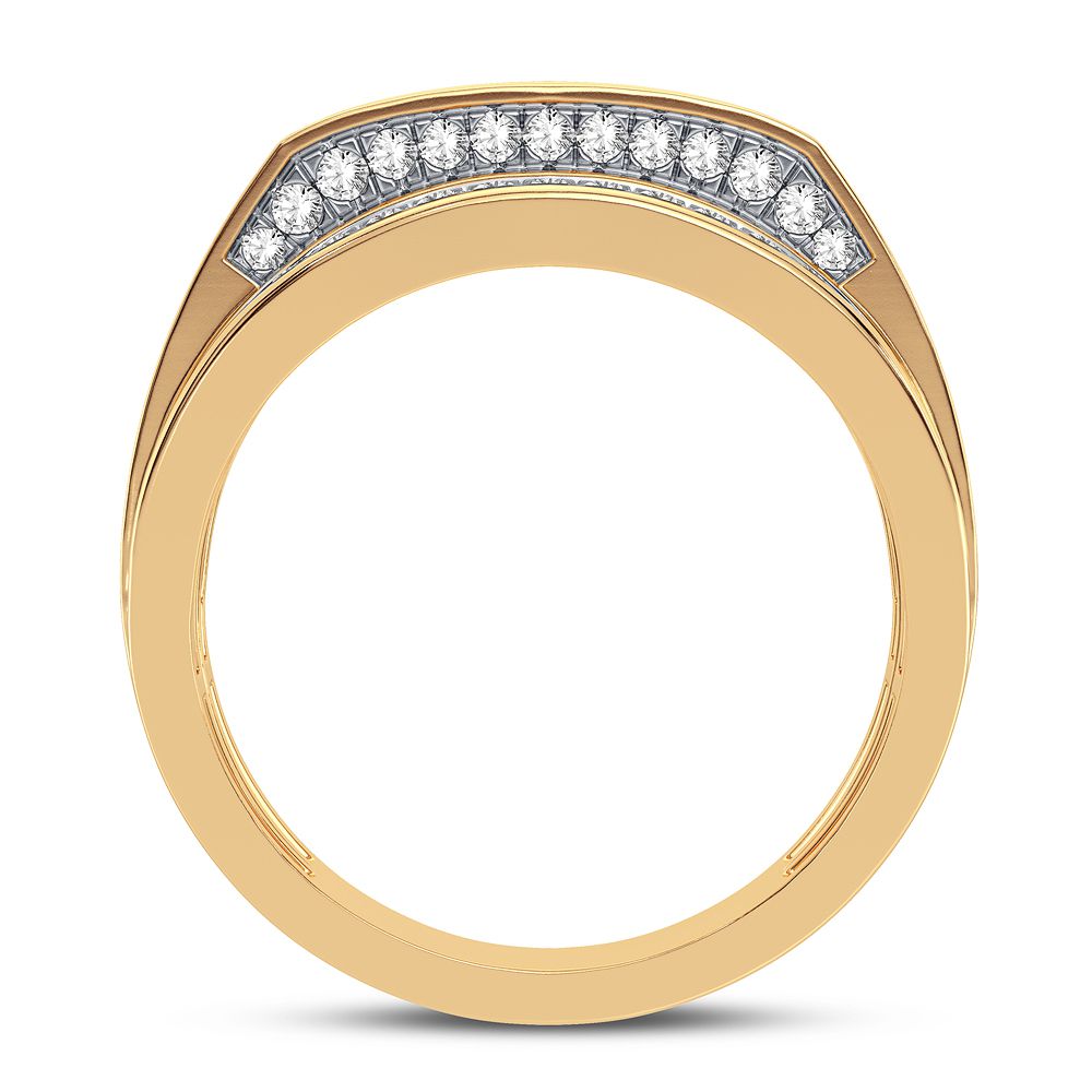14K Yellow Gold Mens Lab Diamond Statement Ring