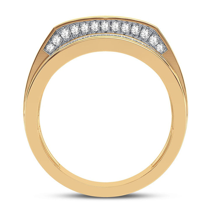 14K Yellow Gold Mens Lab Diamond Statement Ring