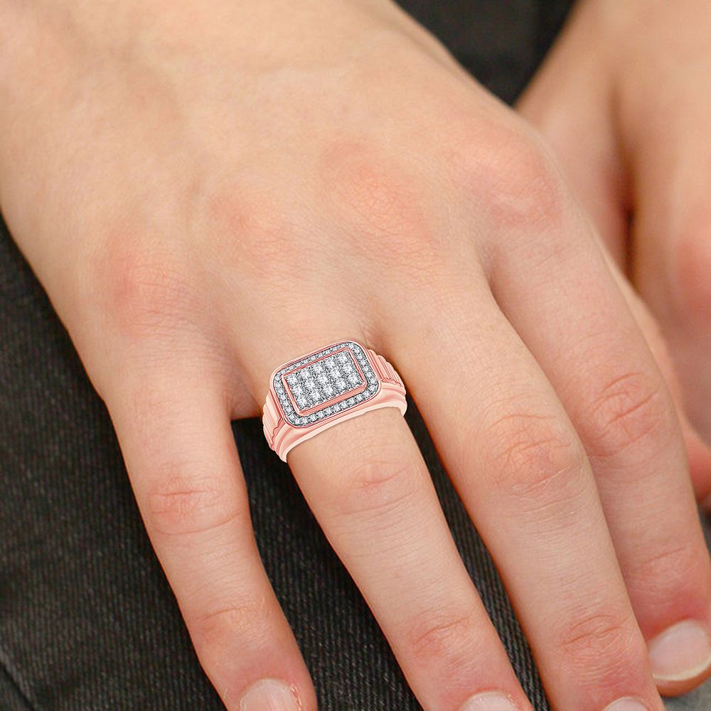 Refined 14K Rose Gold 0.75CT Lab Diamond Mens Band