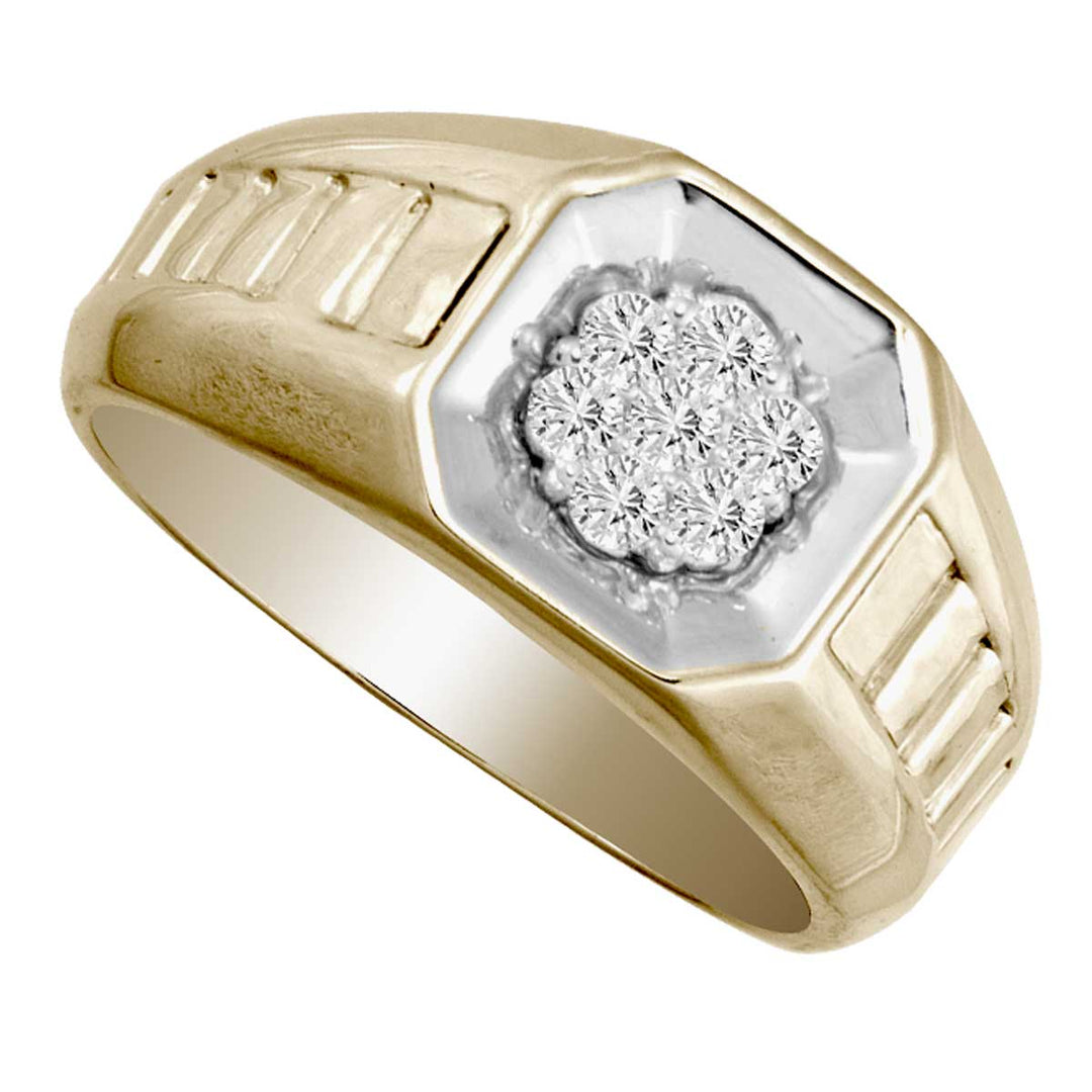 14K Yellow Gold Lab Diamond Mens Statement Ring - 0.25CT