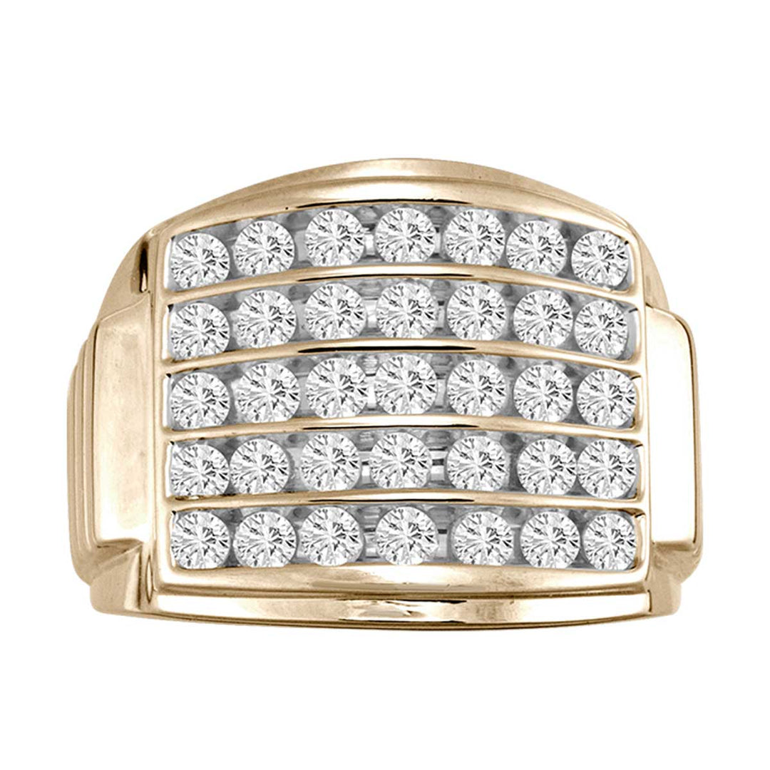 14K Yellow Gold 2CT Lab Diamond Mens Statement Ring