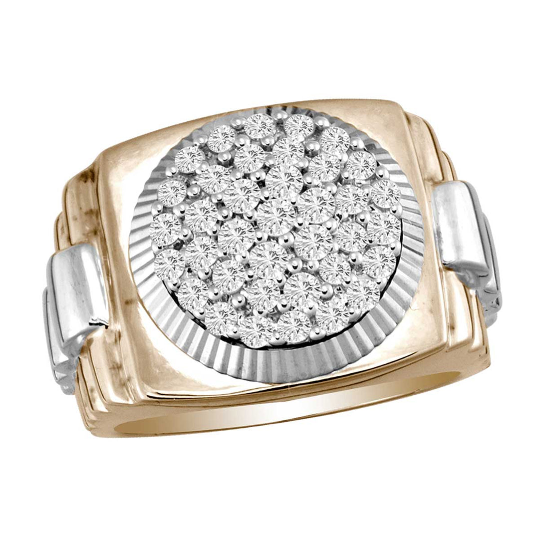 14K Yellow Gold 1CT Lab Diamond Mens Statement Ring