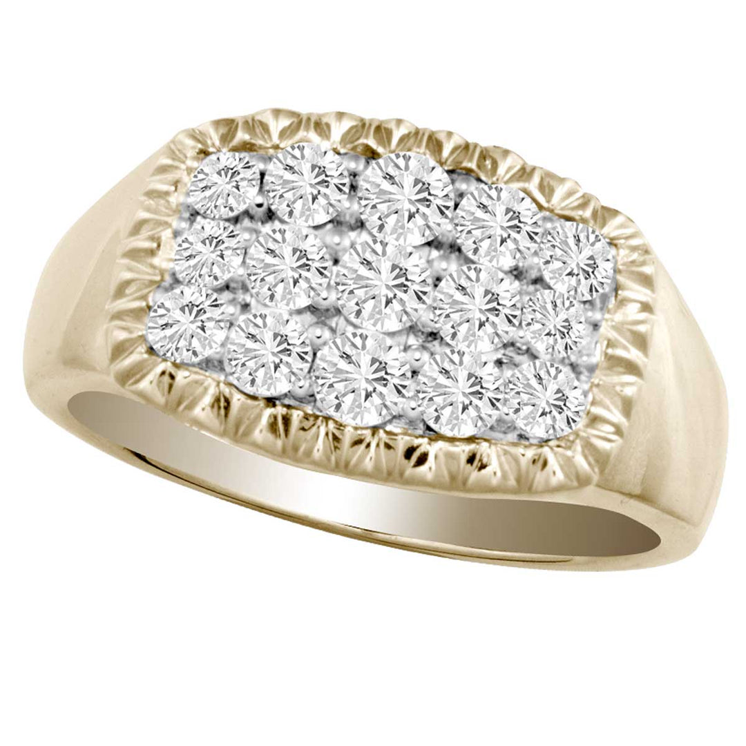 14K Yellow Gold 1.50CT Lab Diamond Mens Statement Ring