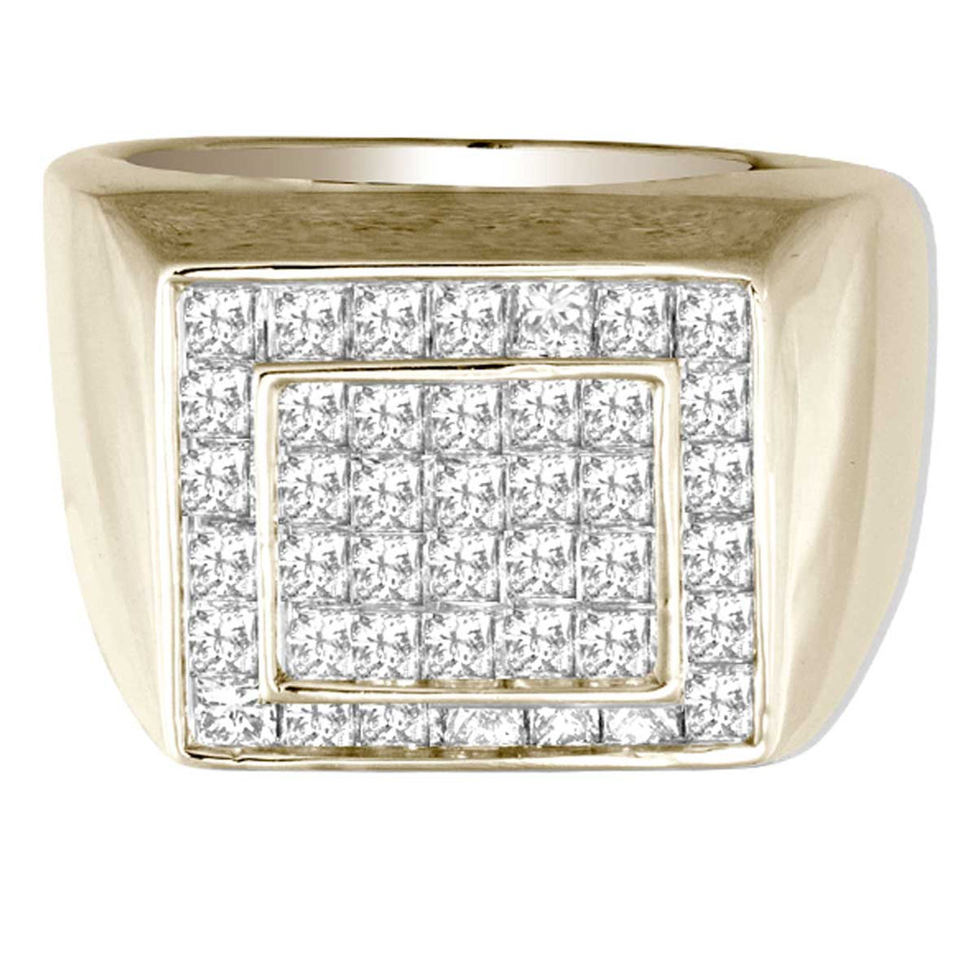 14K Yellow Gold 2.50CT Lab Diamond Mens Statement Ring