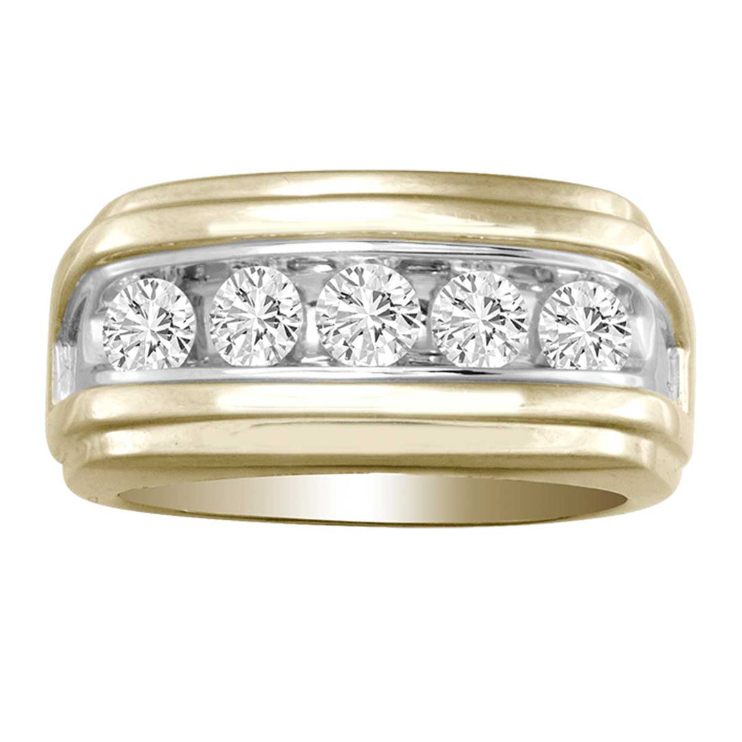 14K Yellow Gold Lab-Created Diamond Mens Statement Ring