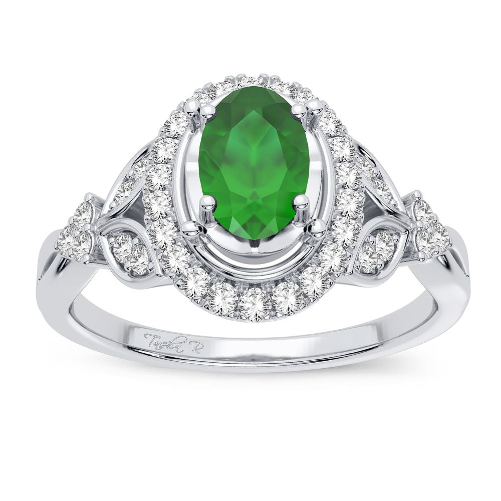 14K 0.20CT Diamond Emerald Ring