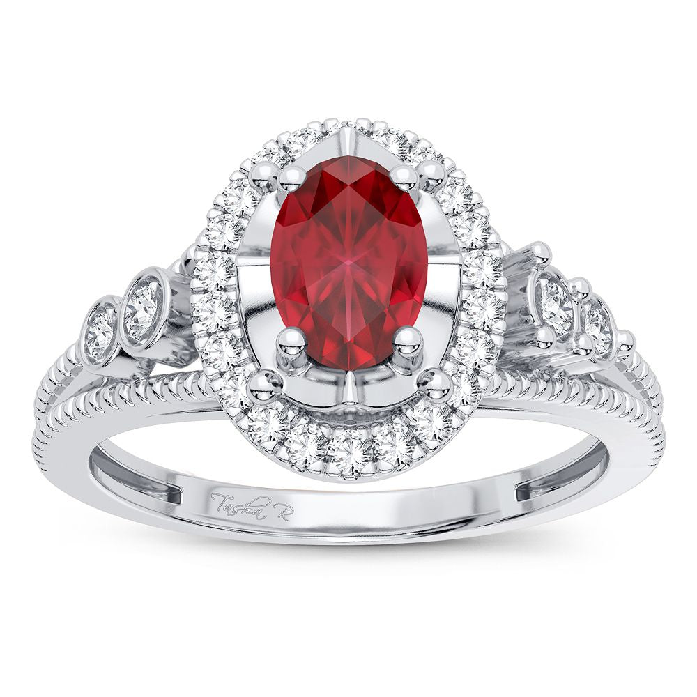 14K 0.10CT Diamond Ruby Ring