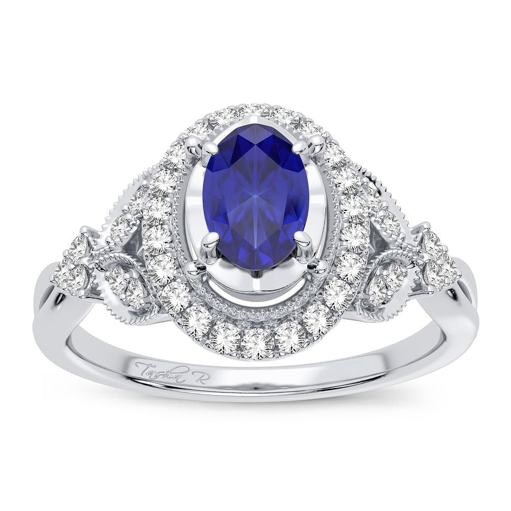 14K 0.20CT Diamond Sapphire Ring