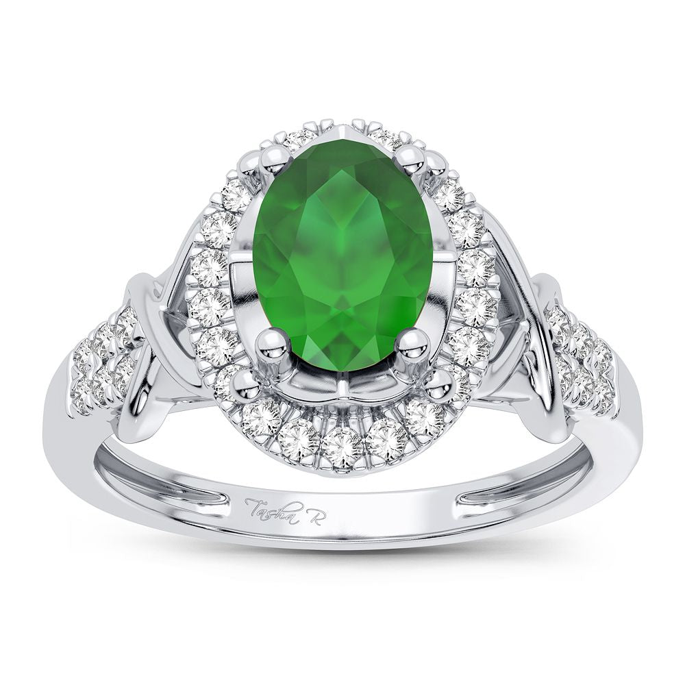 14K 0.16CT Diamond Emerald Ring