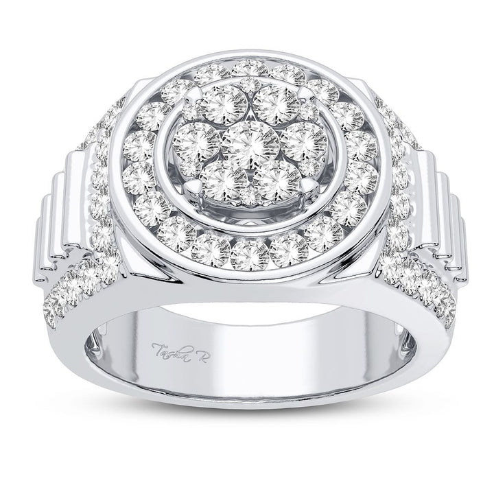 Refined 14K White Gold Lab Diamond Mens Signature Ring