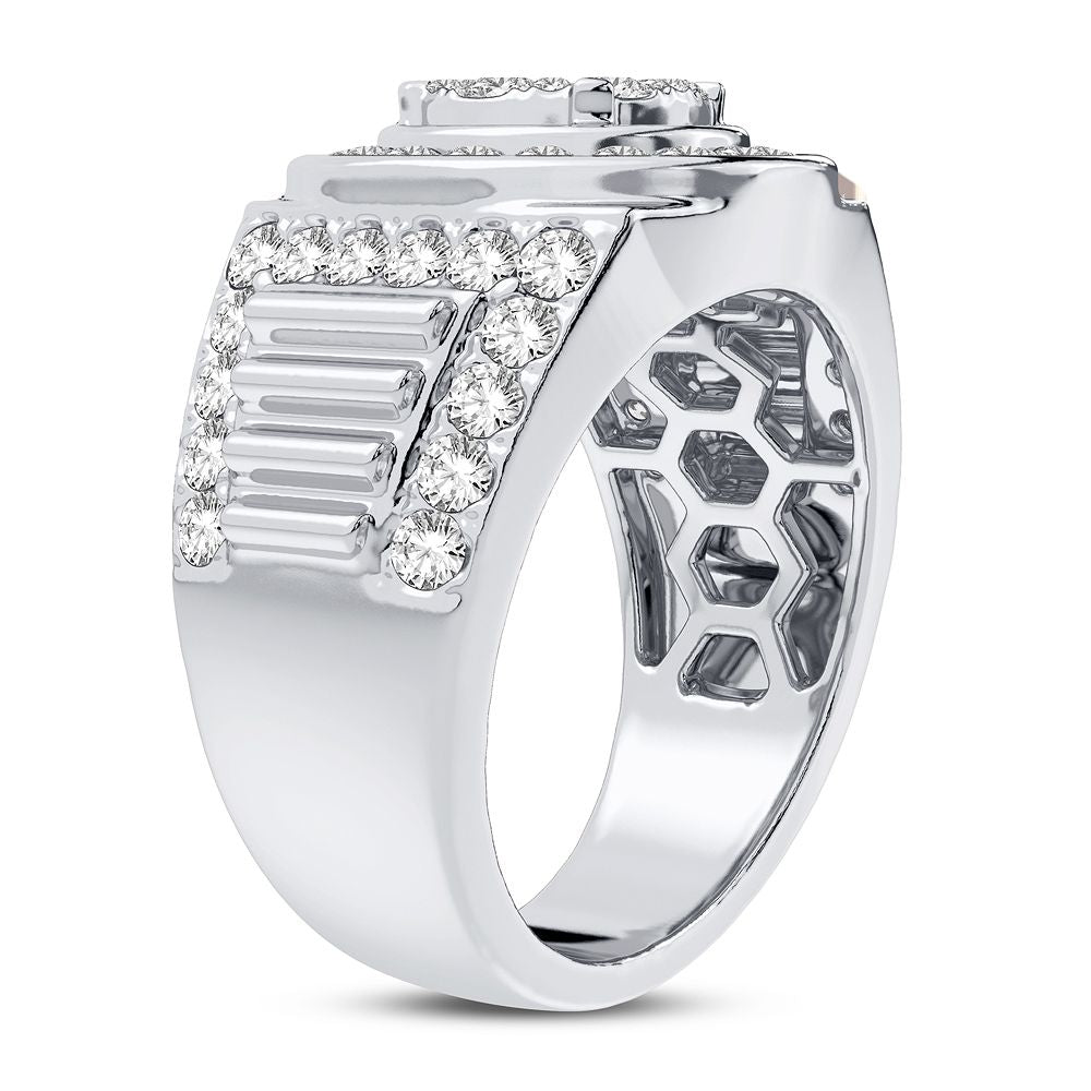 Refined 14K White Gold Lab Diamond Mens Signature Ring
