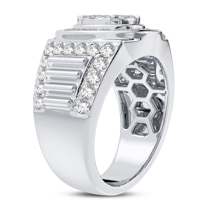 Refined 14K White Gold Lab Diamond Mens Signature Ring