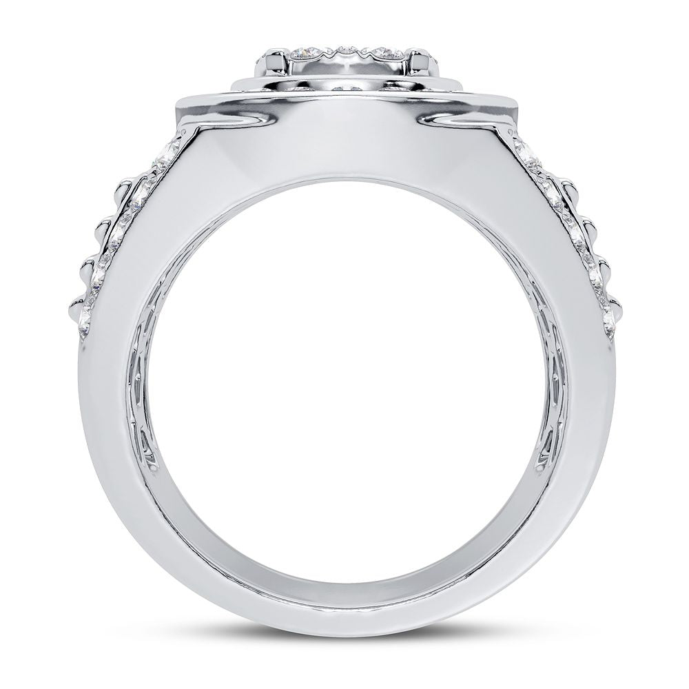 Refined 14K White Gold Lab Diamond Mens Signature Ring
