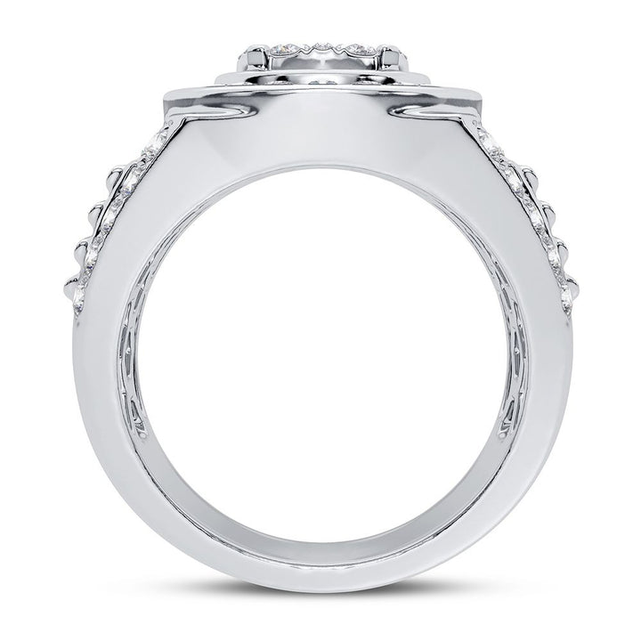 Refined 14K White Gold Lab Diamond Mens Signature Ring
