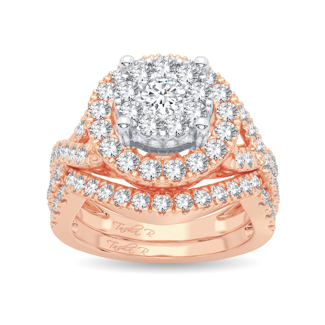 Romantic 14k Rose Gold 1.50ct Lab Diamond Bridal Ring