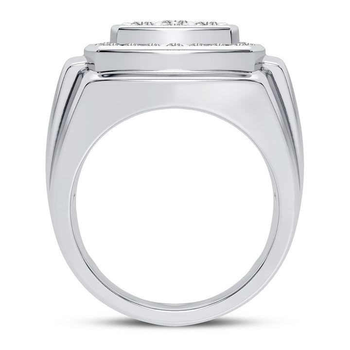 Bold 14K White Gold 2CT Lab Diamond Mens Statement Ring