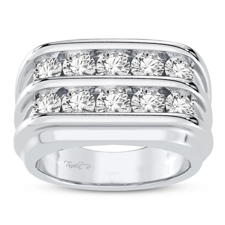 14K White Gold Lab Diamond Mens Statement Ring