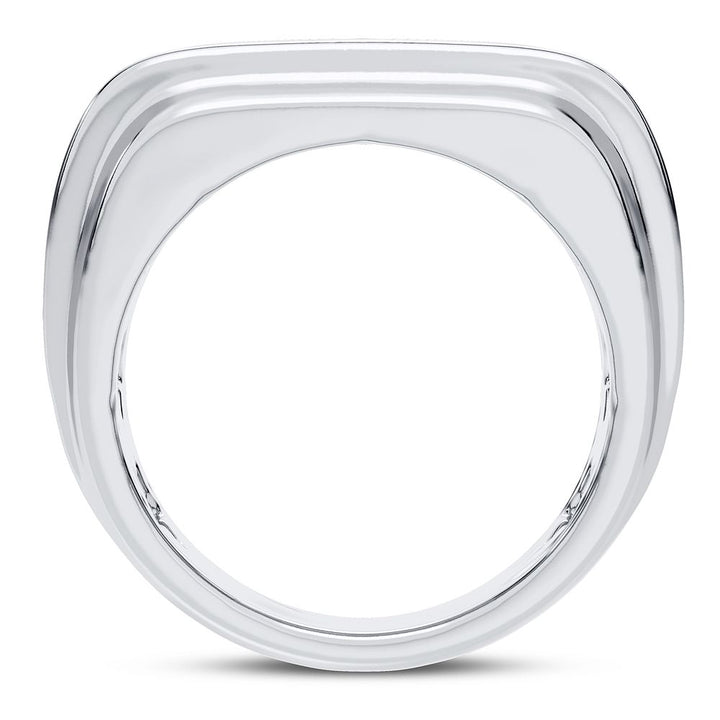 14K White Gold Lab Diamond Mens Statement Ring