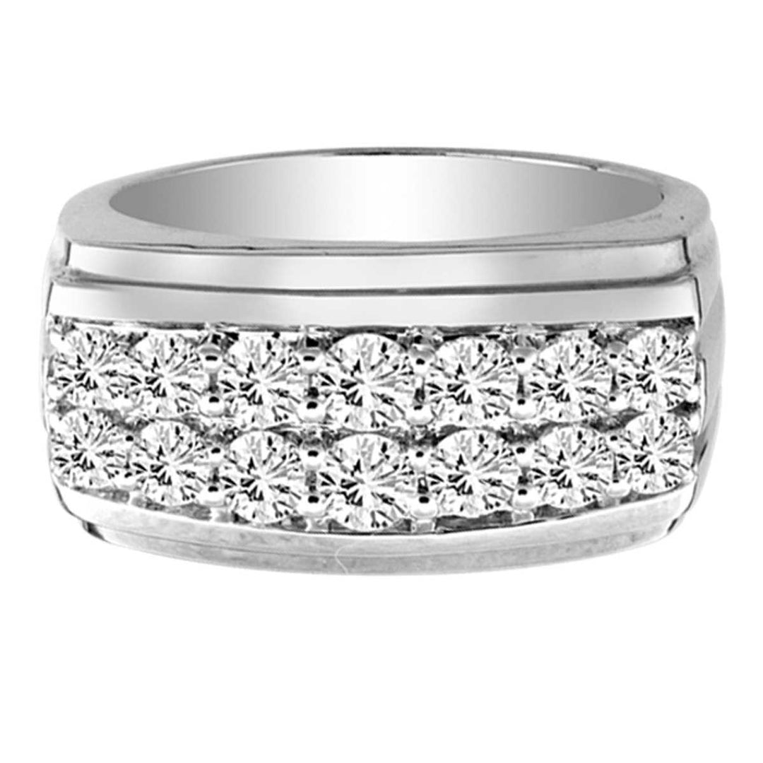 Sophisticated 14K White Gold 2CT Lab Diamond Mens Ring