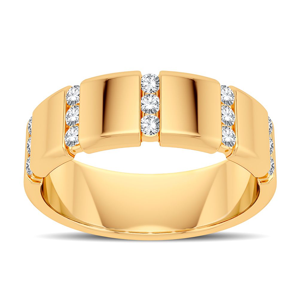 14K Yellow Gold Lab Diamond Mens Wedding Band Ring