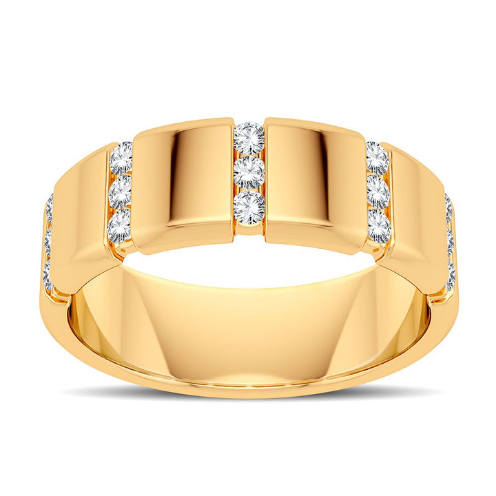 14K Yellow Gold Lab Diamond Mens Wedding Band Ring