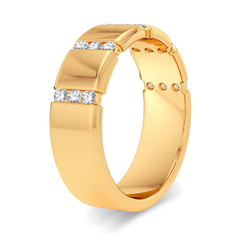 14K Yellow Gold Lab Diamond Mens Wedding Band Ring