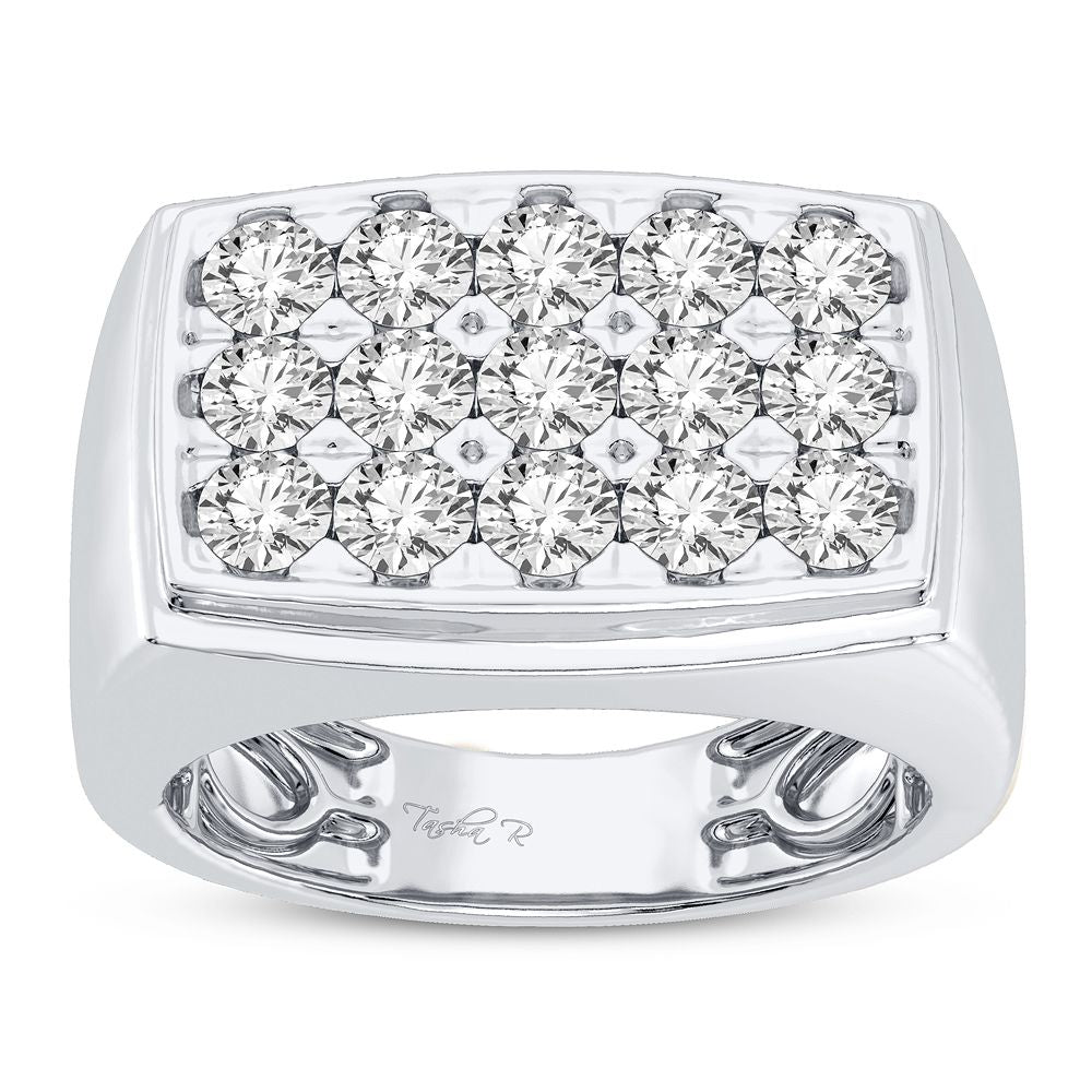 Bold 14K White Gold 2CT Lab Diamond Mens Band