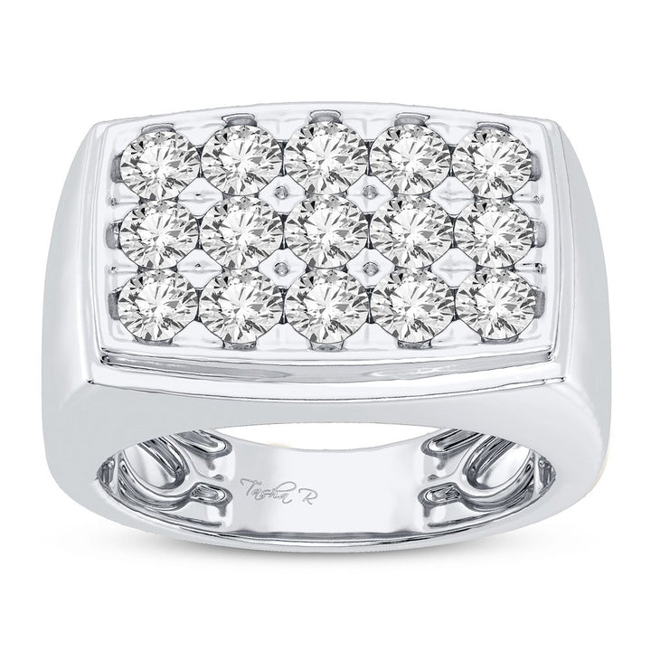 Bold 14K White Gold 2CT Lab Diamond Mens Band