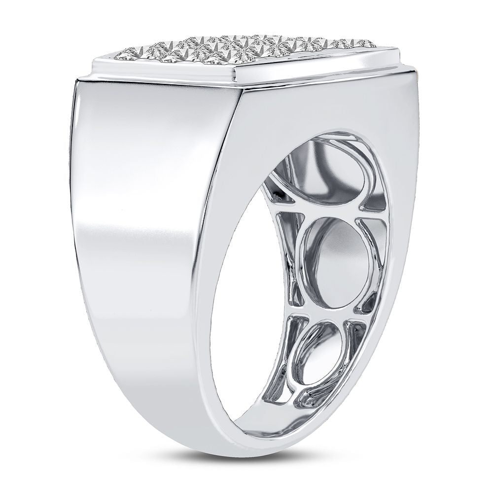 Bold 14K White Gold 2CT Lab Diamond Mens Band