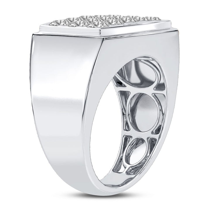 Bold 14K White Gold 2CT Lab Diamond Mens Band