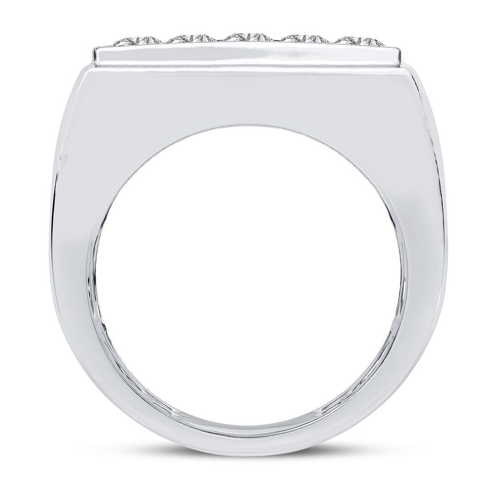 Bold 14K White Gold 2CT Lab Diamond Mens Band