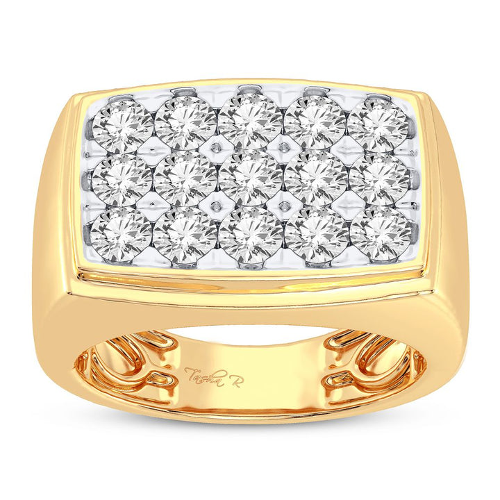 14K Yellow Gold Mens Lab Diamond Statement Ring (2.00CT)