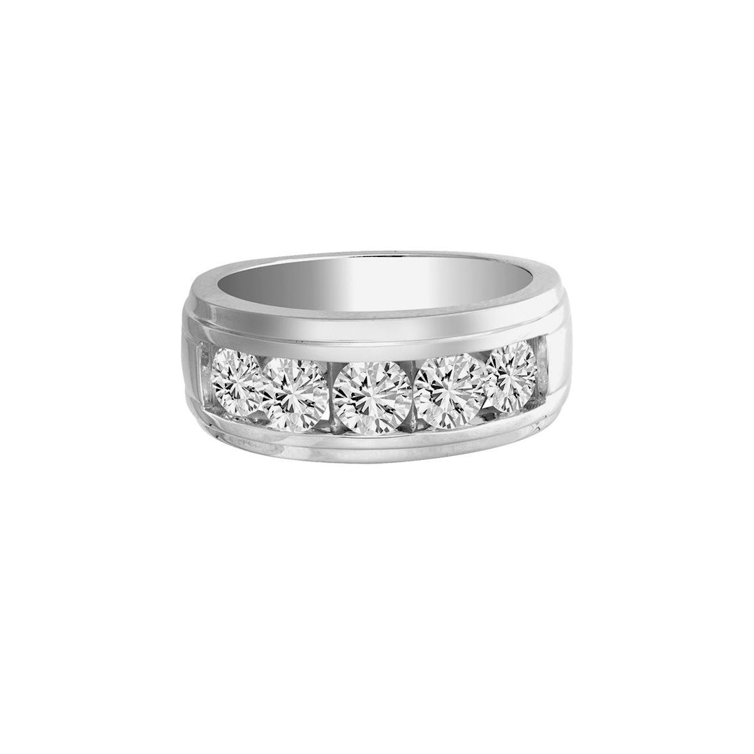 Refined 14K White Gold 2.00CT Lab Diamond Mens Ring