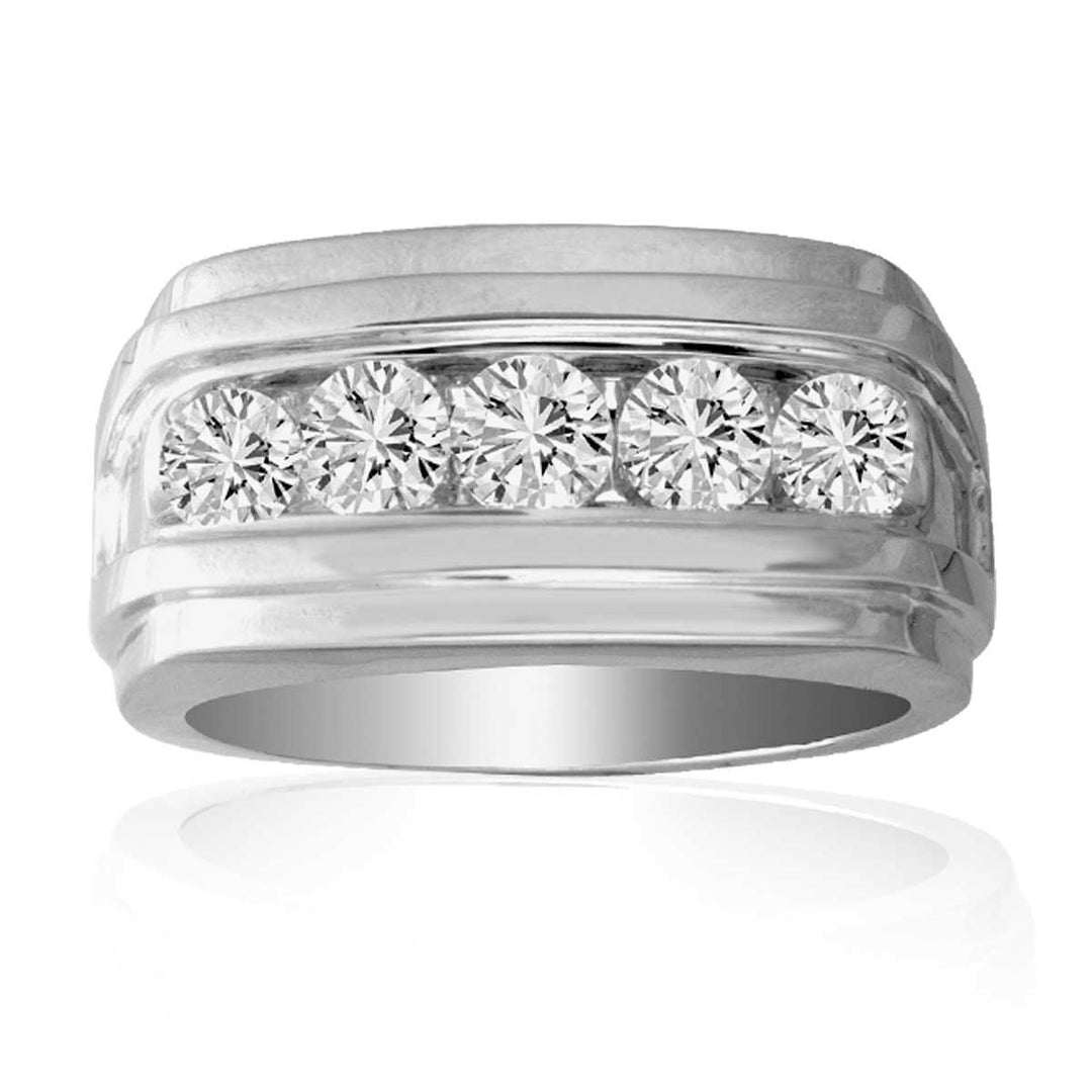 14K White Gold 1.50CT Lab Diamond Mens Luxury Ring
