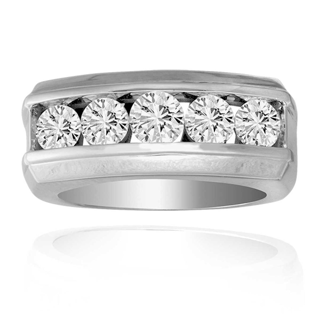14K White Gold 2CT Lab Diamond Mens Luxury Statement Ring