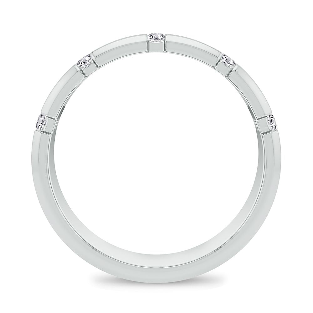 14K White Gold Lab Diamond Mens Wedding Band Ring