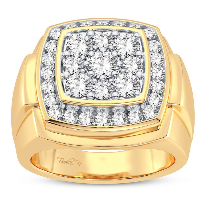14K Yellow Gold Mens Lab Diamond Statement Ring - 2CT
