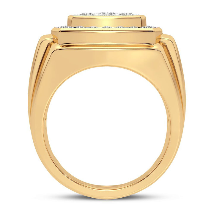 14K Yellow Gold Mens Lab Diamond Statement Ring - 2CT