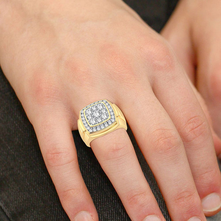 14K Yellow Gold Mens Lab Diamond Statement Ring - 2CT
