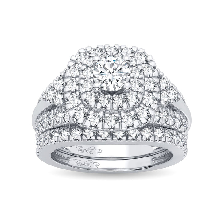 Brilliant 14k White Gold 1.90CT Lab Diamond Bridal Ring
