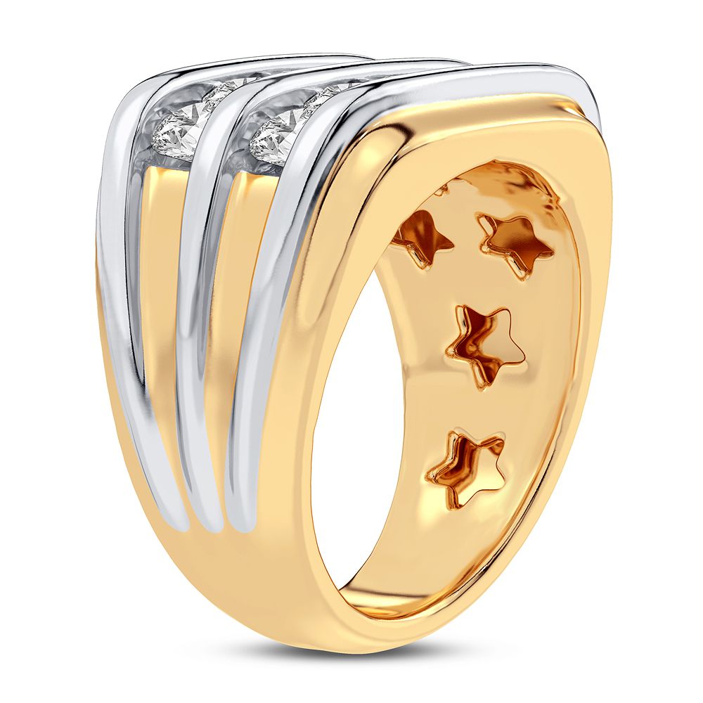 Bold 14K Yellow Gold 2CT Lab Diamond Mens Ring