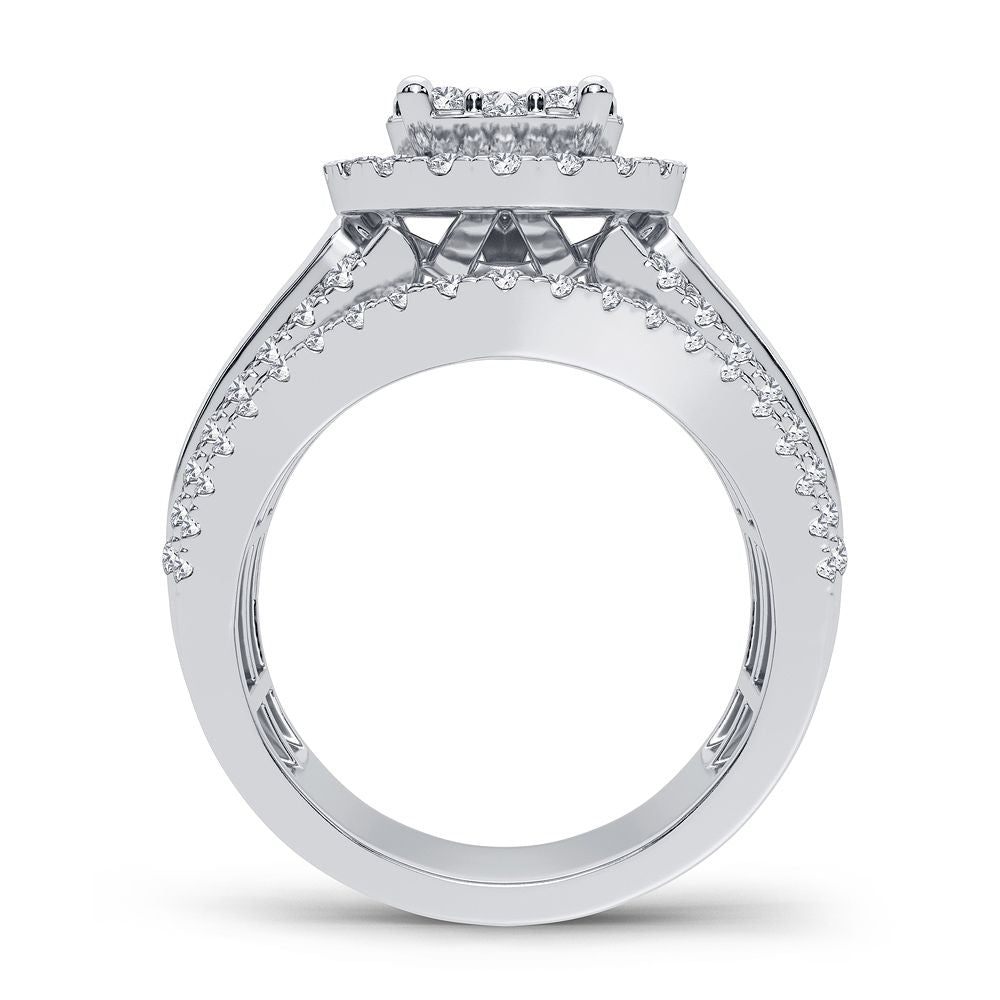 Brilliant 14k White Gold 1.90CT Lab Grown Diamond Engagement Ring