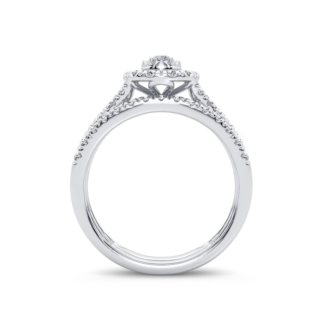 Brilliant 14k White Gold 1CT Lab Diamond Engagement Ring