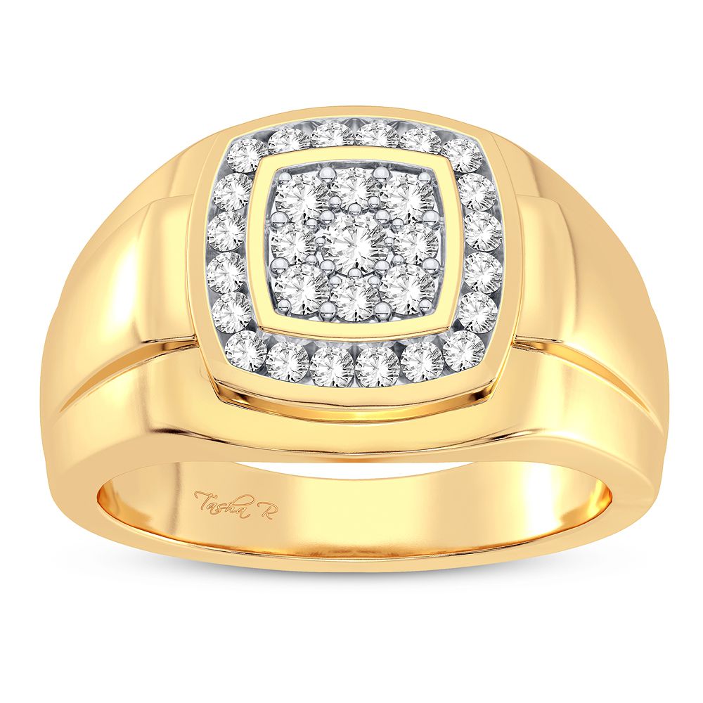 Bold 14K Gold 0.50CT Lab Diamond Mens Band Ring