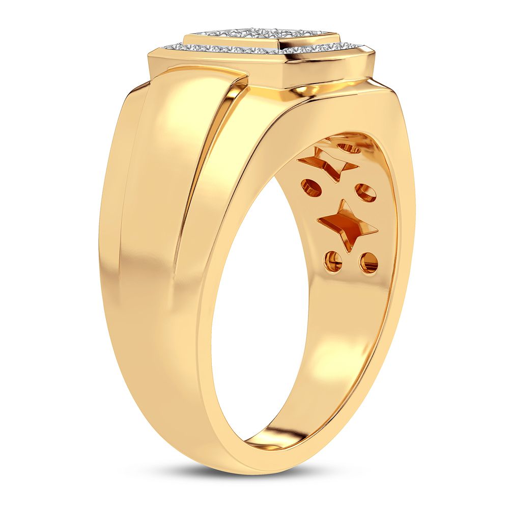 Bold 14K Gold 0.50CT Lab Diamond Mens Band Ring
