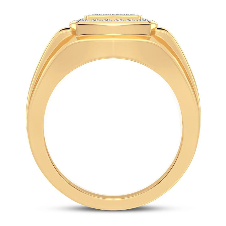 Bold 14K Gold 0.50CT Lab Diamond Mens Band Ring