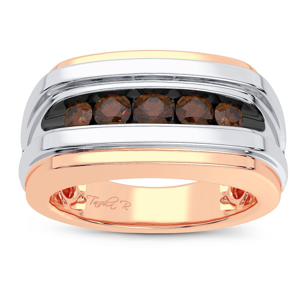Refined 14k Rose Gold Lab Diamond Mens Statement Ring